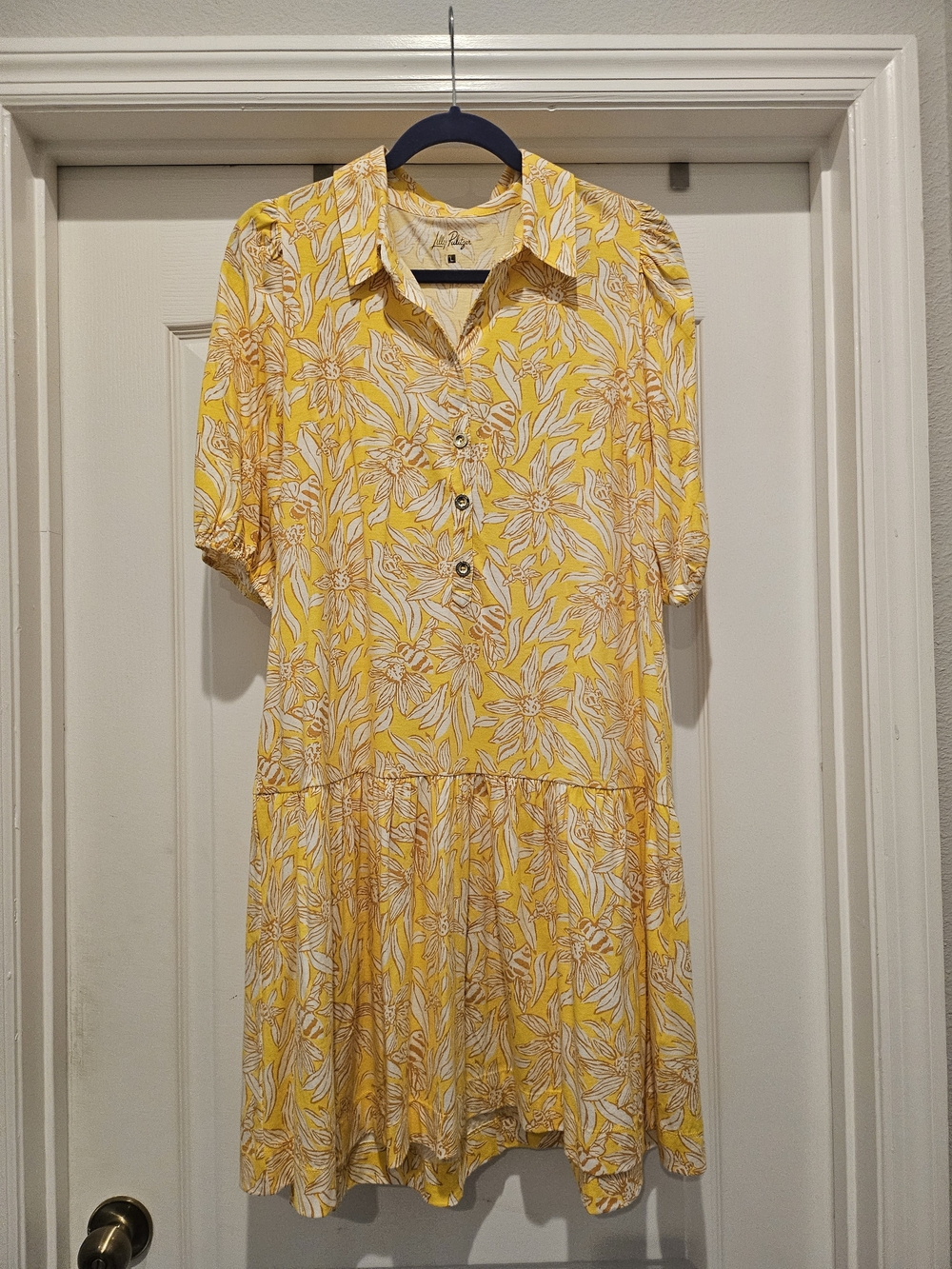 Lilly NWOT Pulitzer Baylin Shirt Dress in "Bee Kind" - Size Large